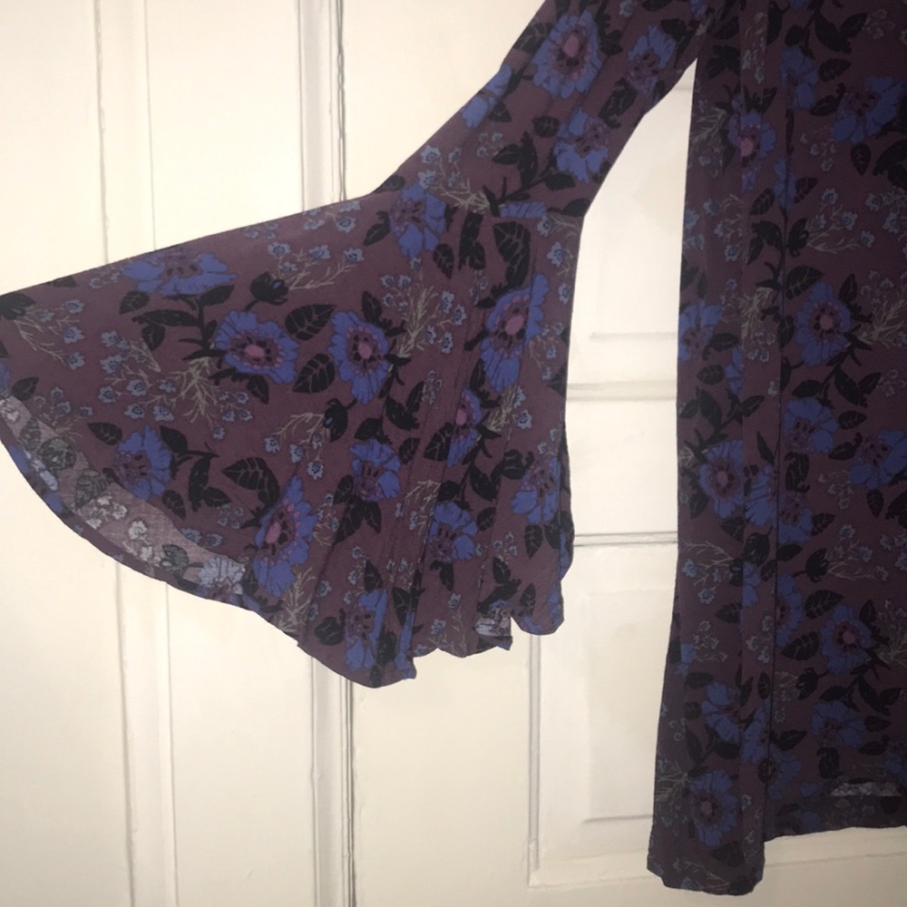 Button down purple & blue Free People Dress - Picture 3 of 6